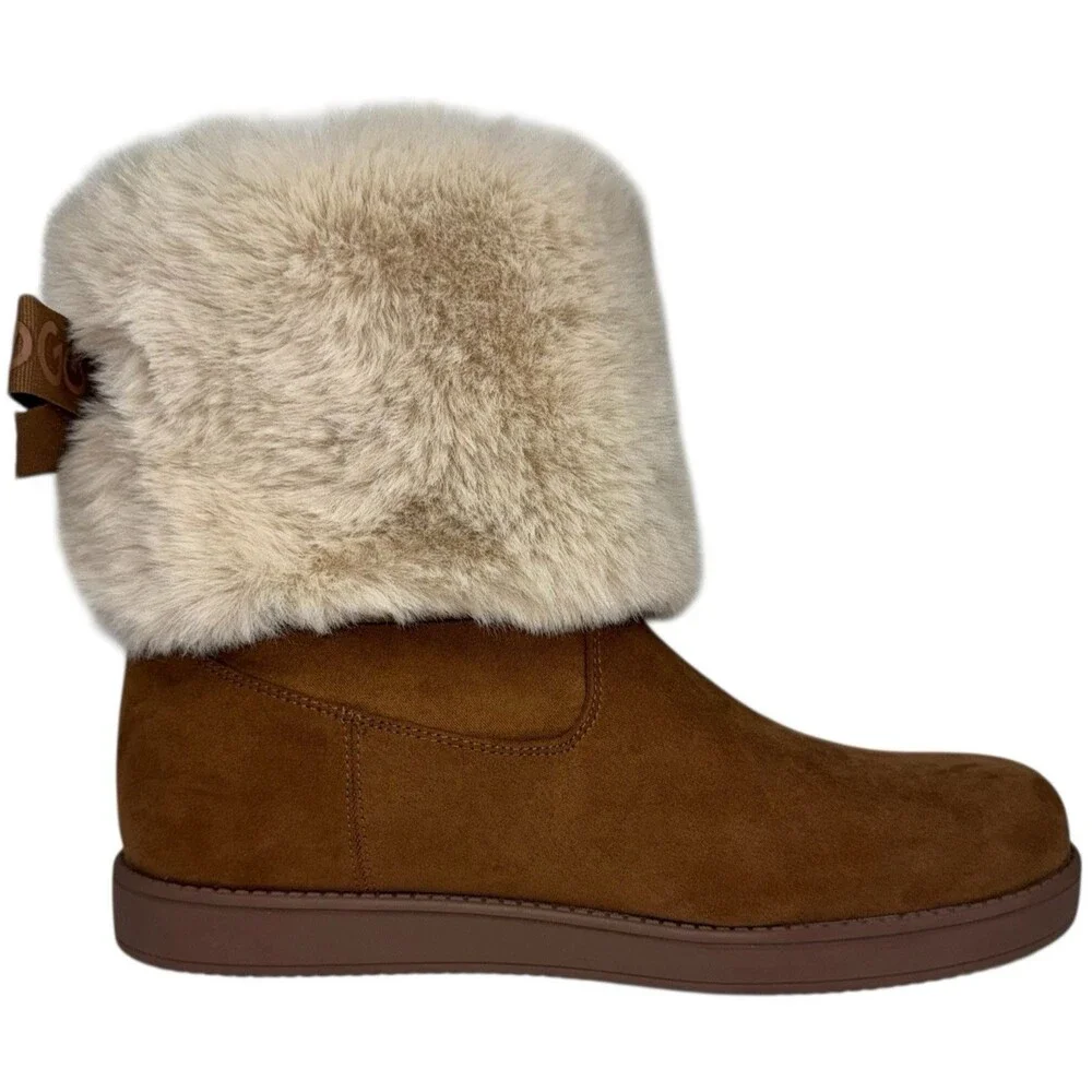 GBG Los Angeles Womens Size 11 Boots Ankle Faux Fur & Suede Uppers Brown New